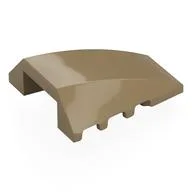 Brick Wedged, Curved 4 x 4 No Top Studs, Dark Tan