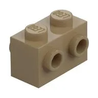 Brick Special 1 x 2 with Studs on 2 Sides, Dark Tan