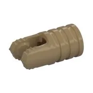 Hinge Cylinder 1 x 2 Locking with 2 Click Fingers and Axle Hole, 7 Teeth, Dark Tan
