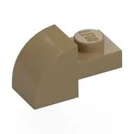 Brick Curved 1 x 2 x 1 with Curved Top, Dark Tan