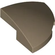 Brick Round Corner, Curved 2 x 2 x 2/3 Quarter Circle With 1 x 1 Bottom Cutout, Dark Tan