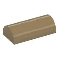 Brick Curved 2 x 4 Double, No Studs, with Groove, Dark Tan