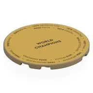 Tile Round 6 x 6 with 'WORLD CHAMPIONS', Countries Print, Dark Tan