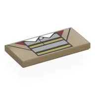 Tile 2 x 4 with Jacket, Sand Blue, Dark Green, and Yellow Shirt, White Collar Print, Dark Tan