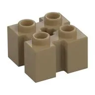 Brick Special 2 x 2 with Grooves and Axle Hole, Dark Tan
