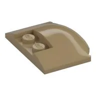 Brick Round 3 x 4 x 2/3 Triple Curved with 2 Sunk Studs, Dark Tan