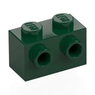 Brick Special 1 x 2 with 2 Studs on 1 Side, Dark Green