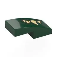 Brick Curved 2 x 1 No Studs with Mouth, Tan Fangs Left Print, Dark Green