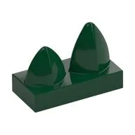 Tile Special 1 x 2 with Two Vertical Teeth / Tooth, Dark Green