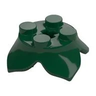 Plant, Leaves, Round 2 x 2 x 2/3 with + Axle Hole and 4 Leaf Extensions, Dark Green
