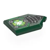 Tile Special 2 x 3 Pentagonal with Lime/Green Reactor, Black/silver Spine Print, Dark Green