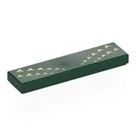 Tile 1 x 4 with Bright Light Yellow Triangles in 4 Rows Print, Dark Green