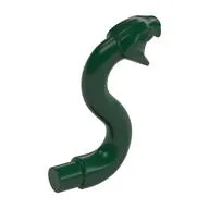 Animal, Snake Head with Open Mouth, Fangs and Curved Neck with Bar, Dark Green