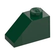 Brick Sloped 45° 2 x 1 with Bottom Pin, Dark Green