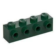 Brick Special 1 x 4 with 4 Studs on One Side, Dark Green