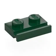 Plate Special 1 x 2 with Door Rail, Dark Green