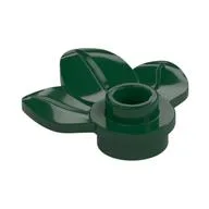 Plant, Plate 1 x 1 Round with 3 Leaves, Dark Green