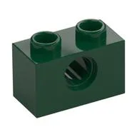 Technic Brick 1 x 2 [1 Pin Hole], Dark Green