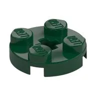 Plate Round 2 x 2 with Axle Hole Type 1 (+ Opening), Dark Green