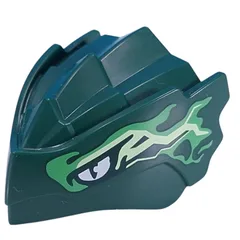 Creature Body Part, Dragon Head with White Eyes, Bright Green/Yellowish Green Markings Print, Dark Green