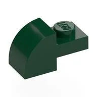 Brick Curved 1 x 2 x 1 with Curved Top, Dark Green
