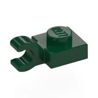 Plate Special 1 x 1 with Clip Horizontal [Thick Open O Clip], Dark Green