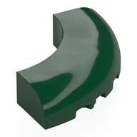 Brick Round Corner 5 x 5 x 1 Curved, Bottom Cut Outs, No Studs, 9 Bottom Tubes, Dark Green