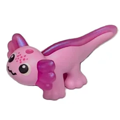 Animal, Axolotl with Opal Trans-Pink Tail, Ears Pattern, Face Print, Bright Pink