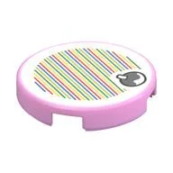 Tile Round 2 x 2 with Yoshi Fruit and Barcode Print (Sticker), Bright Pink