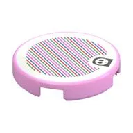 Tile Round 2 x 2 with Shy Guy and Barcode Print (Sticker), Bright Pink