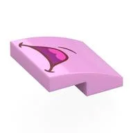 Brick Curved 2 x 2 x 2/3 with Open Mouth, Pink Tongue Print, Bright Pink