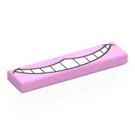 Tile 1 x 4 with Mouth, Teeth Print, Bright Pink