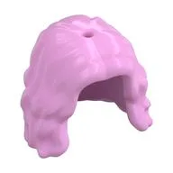 Hair Long Wavy/Curly, Bright Pink