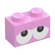 Brick 1 x 2 with Drooping Eyes (Yoshi) Print, Bright Pink