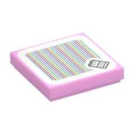 Tile 2 x 2 with Yoshi and Barcode Print (Sticker), Bright Pink