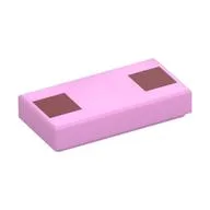 Tile 1 x 2 with Two Dark Pink Squares, Bright Pink