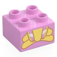 Duplo Brick 2 x 2 with Plush Bunny, Bottom Half Print, Bright Pink