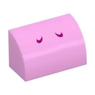 Brick Curved 1 x 2 x 1 No Studs with Dark Pink Lines (Yoshi Nostrils) Print, Bright Pink