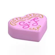 Tile 1 x 1 Heart with Dark Pink 'G + F', Gold Decorations Print, Bright Pink
