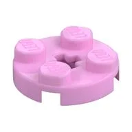 Plate Round 2 x 2 with Axle Hole Type 1 (+ Opening), Bright Pink