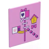 Glass for Frame 1 x 6 x 6 with Dark Pink Cat Gym, Bird House Print, Bright Pink