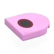 Tile Round 2 x 2 Half Circle with Black/Dark Red Oval Print, Bright Pink