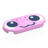 Tile Round 2 x 4 with Face, Dark Pink Spots Print, Bright Pink