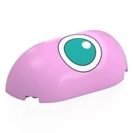 Brick Round, Curved 2 x 4 x 2, Half, No Studs, Dark Turquoise Jigglypuff Left Eye Print, Bright Pink