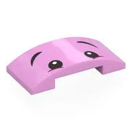 Brick Curved 4 x 2 Double with Black Eyes, Eyebrows Print, Bright Pink