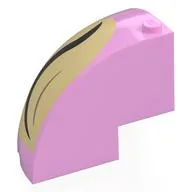 Brick Round Corner 5 x 5 x 3 1/3 Quarter Dome Top with Black Eye Closed, Tan Background Print, Bright Pink