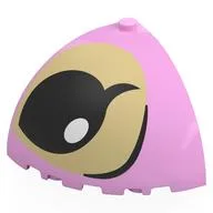 Brick Round Corner 5 x 5 x 3 1/3 Quarter Dome Top with Black Eye Open, Tan Background Print, Bright Pink