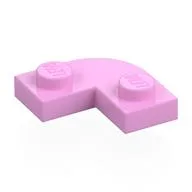 Plate Round Corner 2 x 2 with 1 x 1 Cutout, Bright Pink