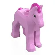 Animal, Foal with Black Eyes, Dark Pink Mane, Tail Print, Bright Pink