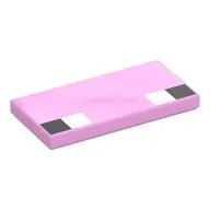 Tile 2 x 4 with Two White and Two Black Squares Print (Eyes), Bright Pink